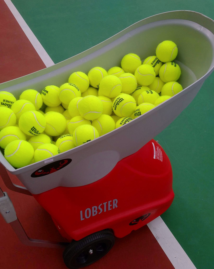Lobster Sports ball machine on court